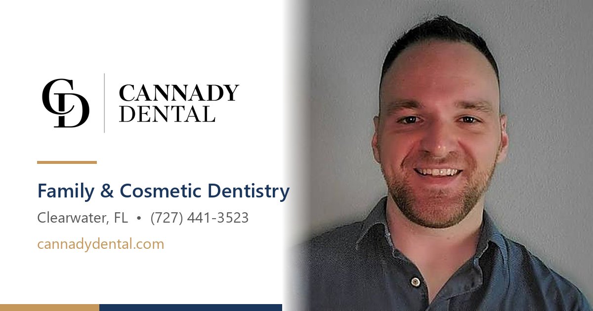 Cannady Dental logo graphic with headshot of a smiling staff member, Clearwater, FL