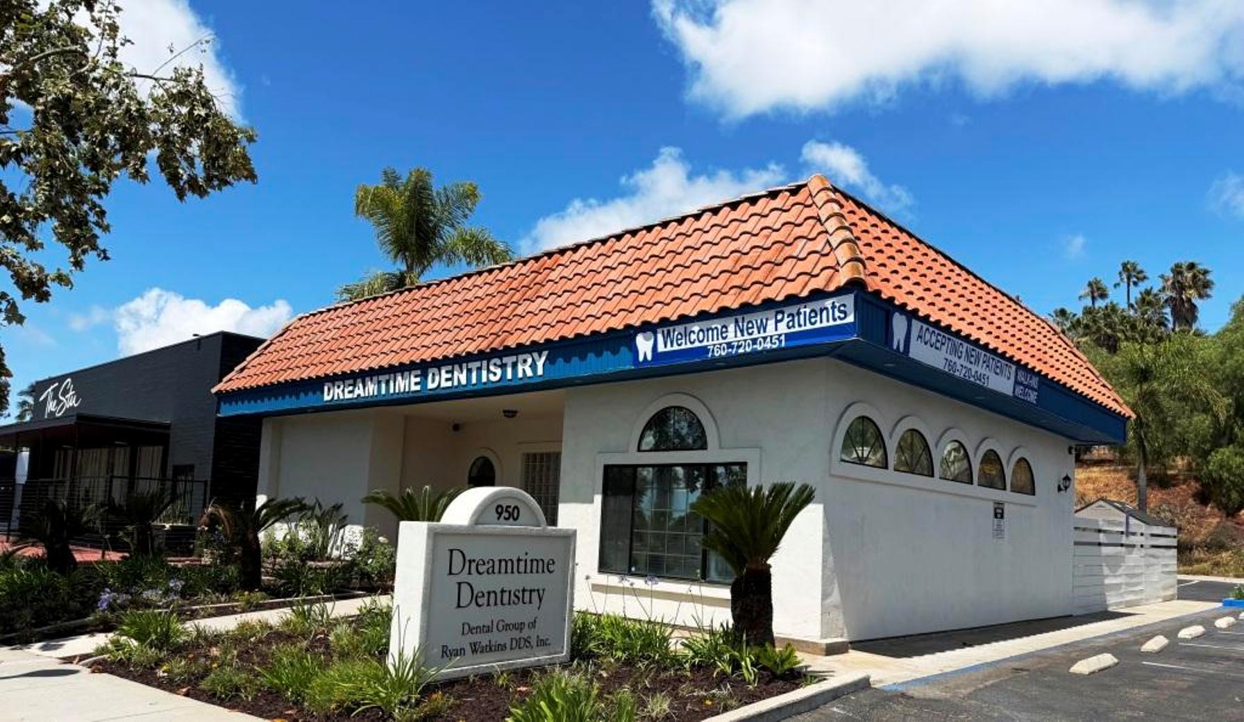 Exterior of Dreamtime Dentistry, Dental Group of Ryan Watkins DDS Inc, in Vista, CA
