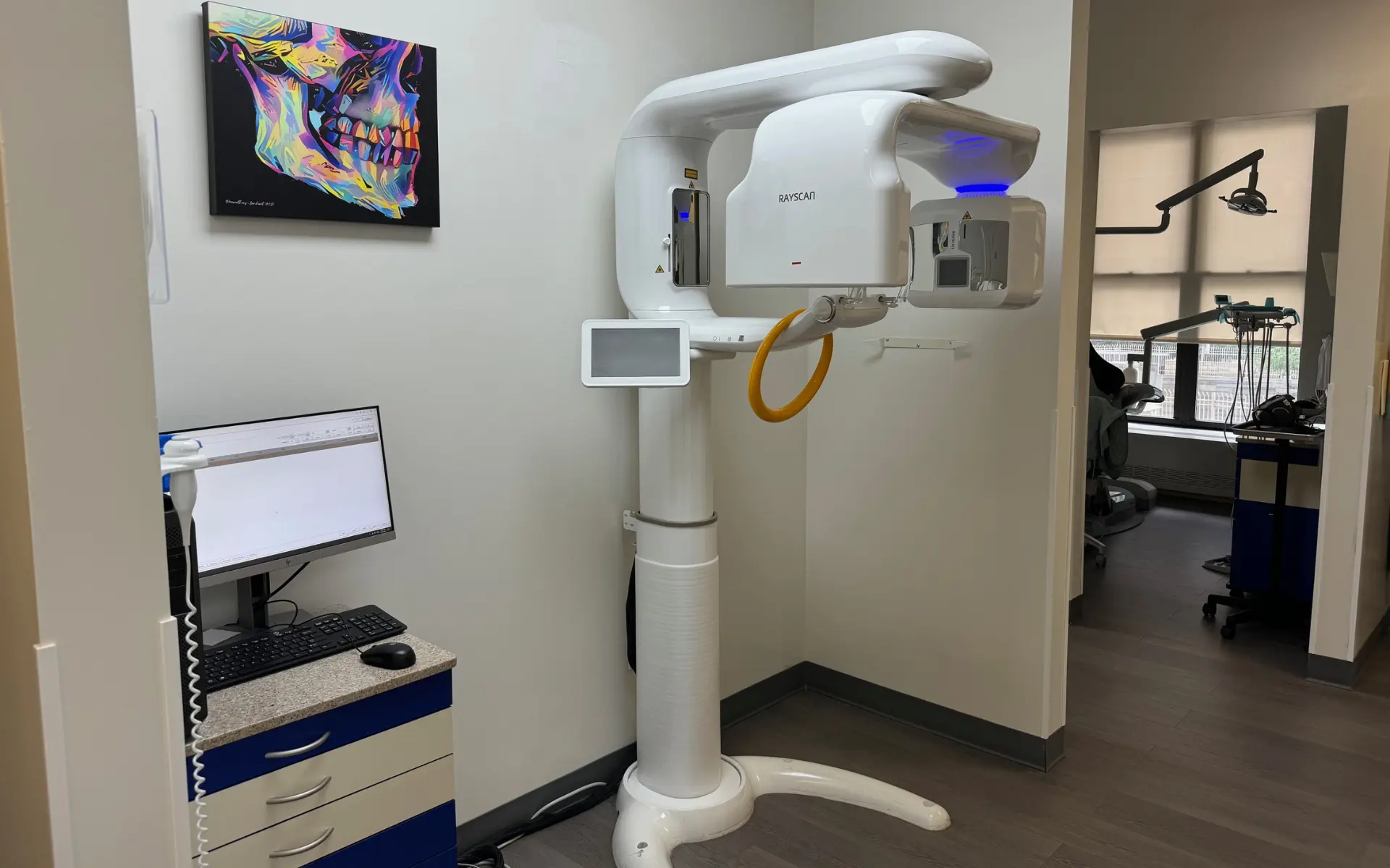 Panoramic X-ray machine in an exam room at City Dental Group NYC in New York