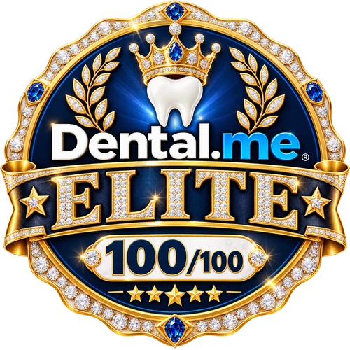 Dental.me Elite badge &mdash; a perfect Dental.me Score of 100 out of 100